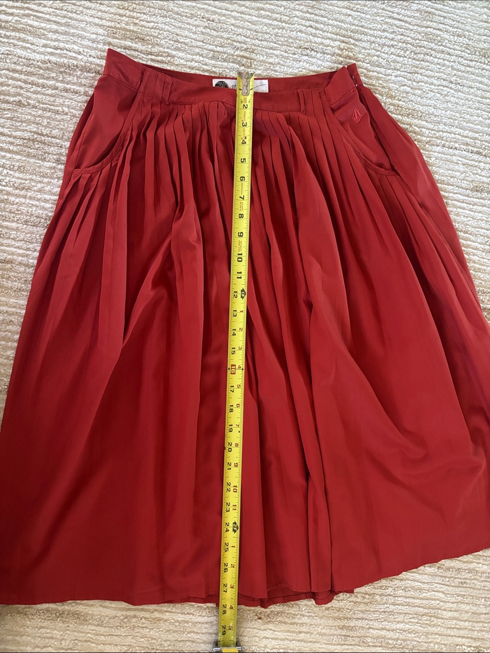 Women's Red Circle Skirt with Soft Pleats